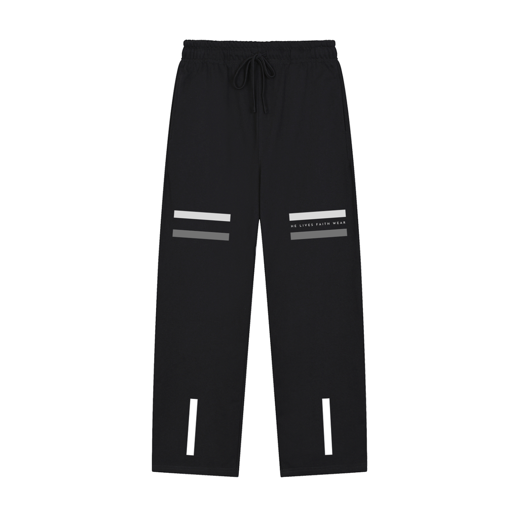 Solid Color Straight-Leg Sweatpants Black and Navy Blue