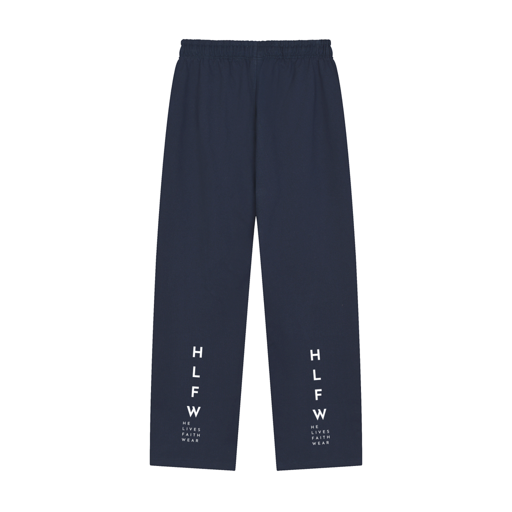 Solid Color Straight-Leg Sweatpants Black and Navy Blue