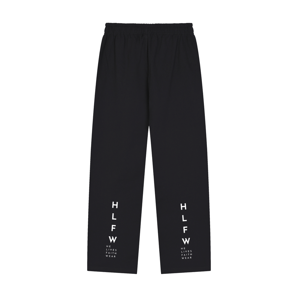 Solid Color Straight-Leg Sweatpants Black and Navy Blue