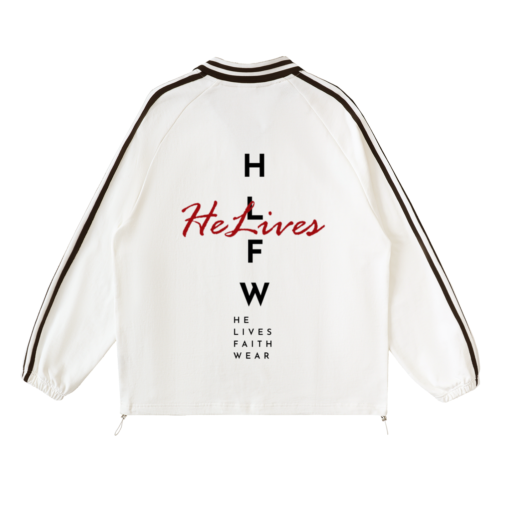 Contrast Striped Lapel Collar Sweatshirt