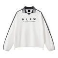 Contrast Striped Lapel Collar Sweatshirt