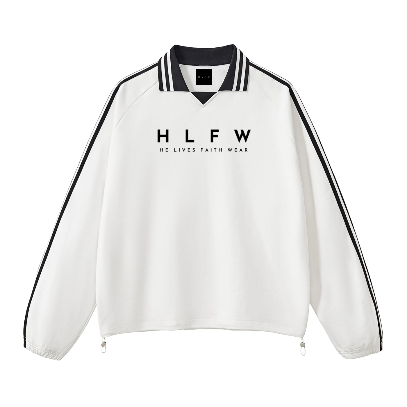 Contrast Striped Lapel Collar Sweatshirt