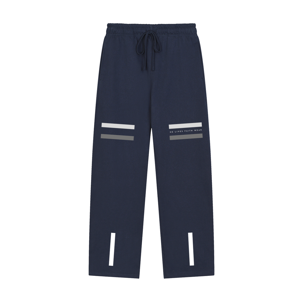 Solid Color Straight-Leg Sweatpants Black and Navy Blue