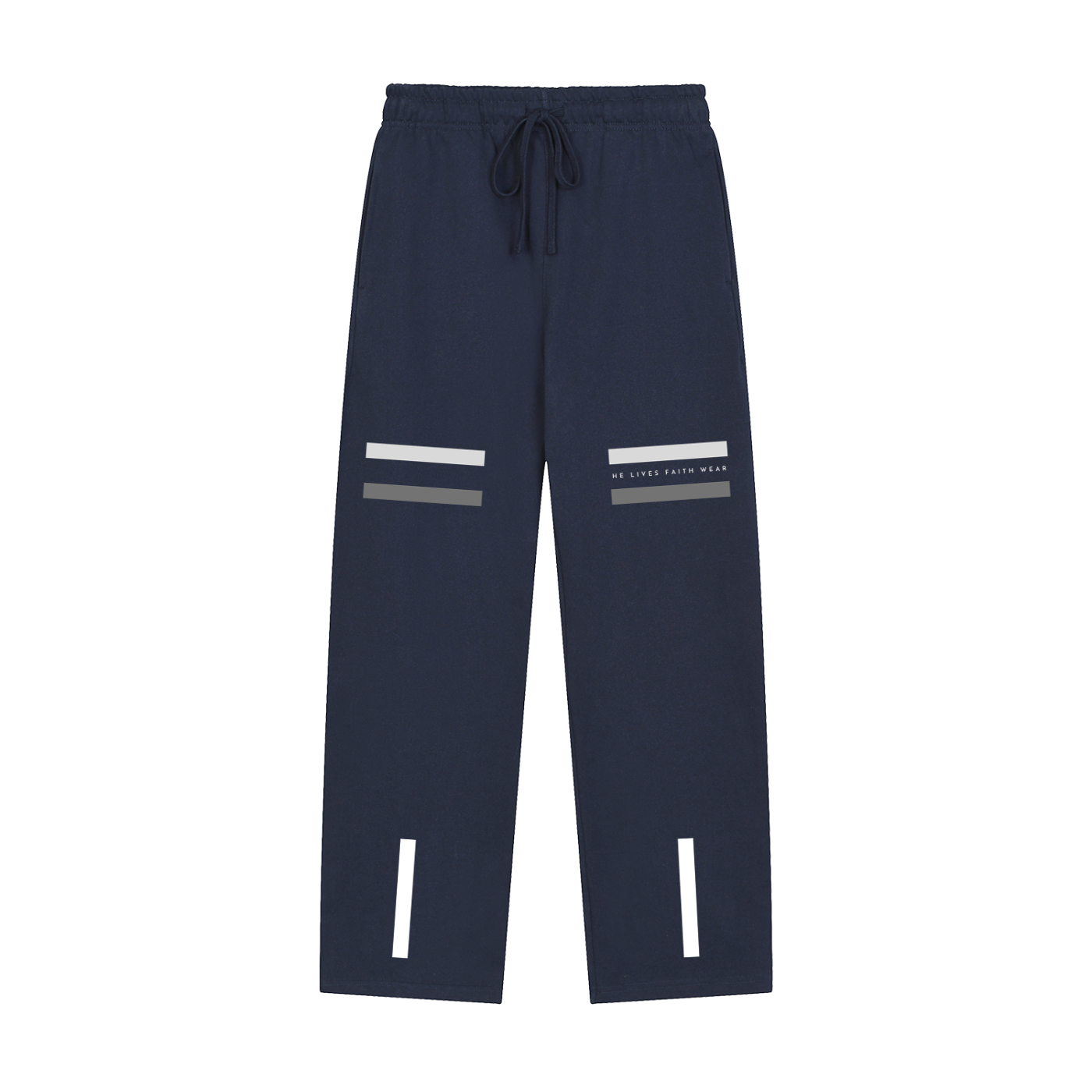 Solid Color Straight-Leg Sweatpants Black and Navy Blue
